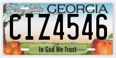 GA license plate CIZ4546