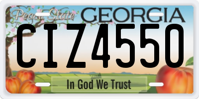 GA license plate CIZ4550