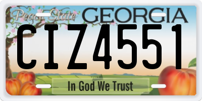 GA license plate CIZ4551