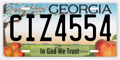 GA license plate CIZ4554