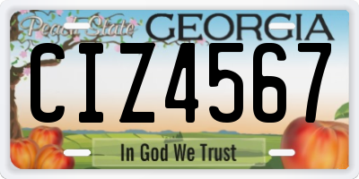 GA license plate CIZ4567