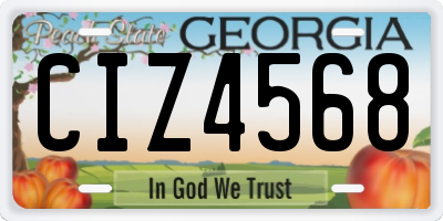 GA license plate CIZ4568