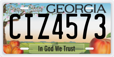 GA license plate CIZ4573