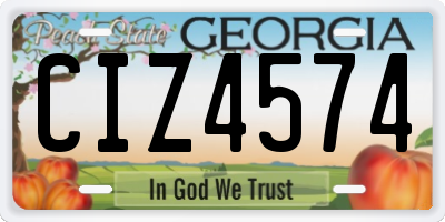 GA license plate CIZ4574