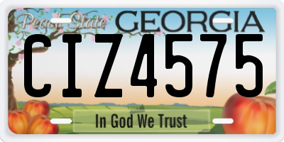GA license plate CIZ4575