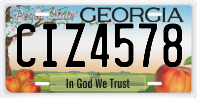 GA license plate CIZ4578