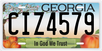 GA license plate CIZ4579