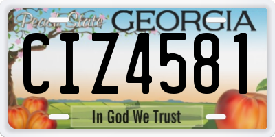GA license plate CIZ4581