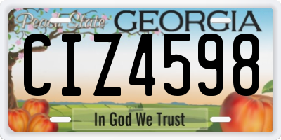 GA license plate CIZ4598