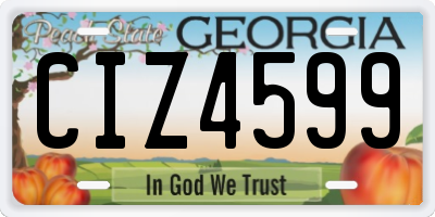 GA license plate CIZ4599
