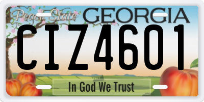 GA license plate CIZ4601