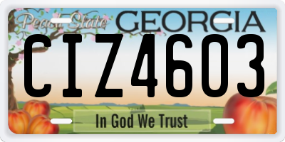 GA license plate CIZ4603