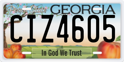 GA license plate CIZ4605