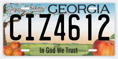 GA license plate CIZ4612