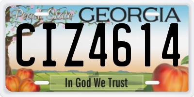 GA license plate CIZ4614