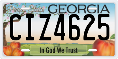 GA license plate CIZ4625