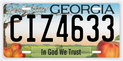 GA license plate CIZ4633