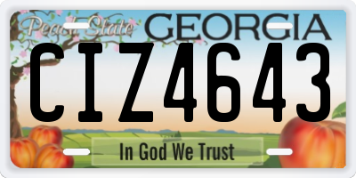 GA license plate CIZ4643