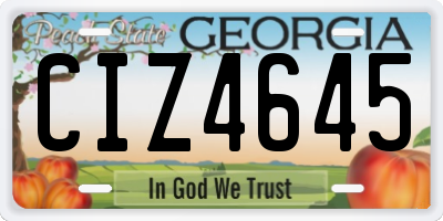 GA license plate CIZ4645