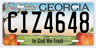 GA license plate CIZ4648