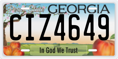 GA license plate CIZ4649