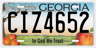 GA license plate CIZ4652