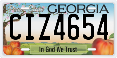 GA license plate CIZ4654