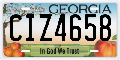 GA license plate CIZ4658