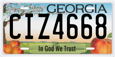 GA license plate CIZ4668