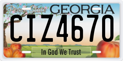 GA license plate CIZ4670
