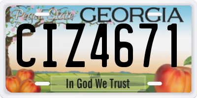 GA license plate CIZ4671