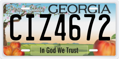 GA license plate CIZ4672