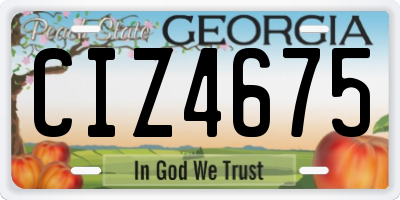 GA license plate CIZ4675