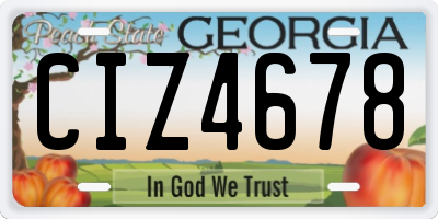 GA license plate CIZ4678