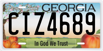 GA license plate CIZ4689