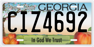 GA license plate CIZ4692