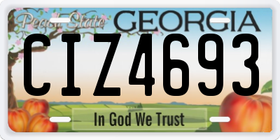 GA license plate CIZ4693