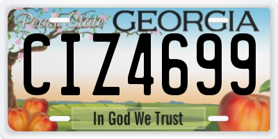 GA license plate CIZ4699