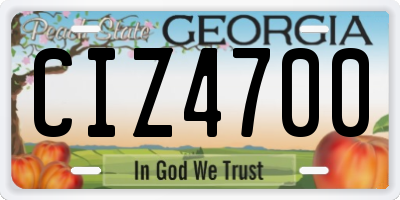 GA license plate CIZ4700