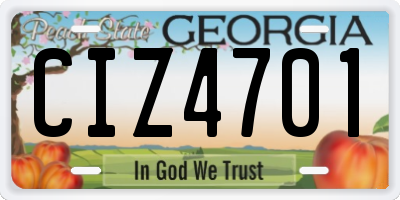 GA license plate CIZ4701