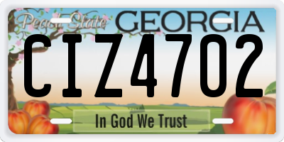 GA license plate CIZ4702