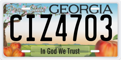 GA license plate CIZ4703