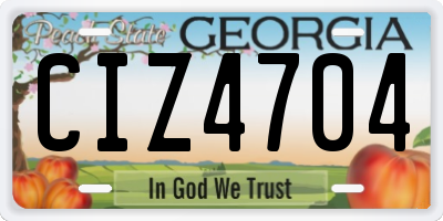 GA license plate CIZ4704