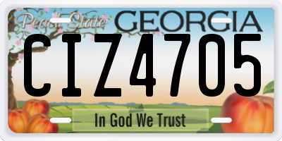 GA license plate CIZ4705