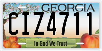 GA license plate CIZ4711