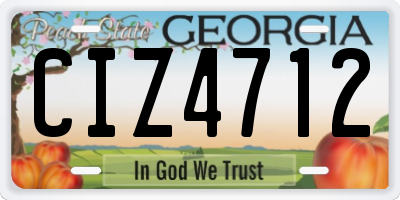 GA license plate CIZ4712