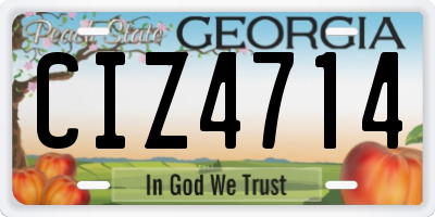 GA license plate CIZ4714