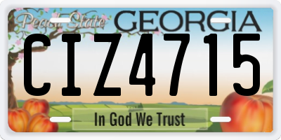 GA license plate CIZ4715