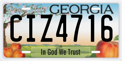 GA license plate CIZ4716