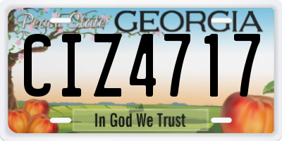 GA license plate CIZ4717